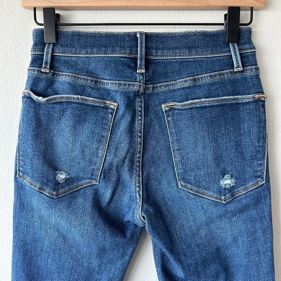 Frame Le High Skinny Jeans Clyde Distressed Medium Wash Denim Size 26 Womens - Picture 6 of 11